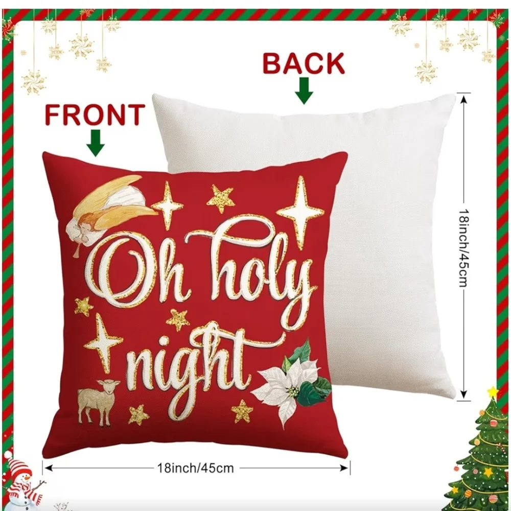 Holiday Cheer Pillow Covers Set - Red and Gold
